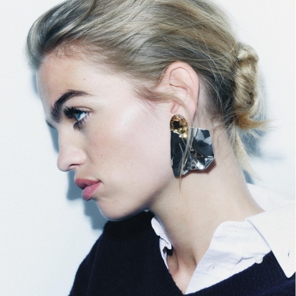 IRREGULAR RESIN EARRINGS - Silver | ZARA NWT 🔥✨🔥🔥 - Picture 2 of 8